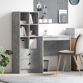 vidaXL Γραφείο με συρτάρι με ράφι με αποθήκευση 2 pcs Σκυρόδεμα Γκρι