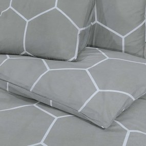 vidaXL Σετ Παπλωματοθήκης Γκρι και Λευκό 200x200 εκ. Βαμβακερό