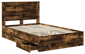 vidaXL Σκελετός Κρεβατιού Καπνιστό Δρύς 120 x 190 cm Μηχανήματος Ξύλο