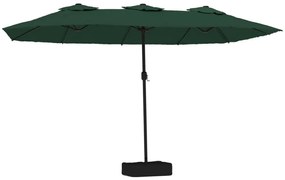 Ομπρέλα με Διπλή Κορυφή Πράσινη 449 x 245 εκ. - Πράσινο