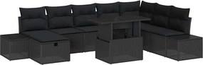 vidaXL Σετ Καναπέ Κήπου 11 pcs Μαύρο Πολυ ράταν