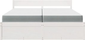 vidaXL Κρεβάτι με Συρτάρια+Στρώμα Λευκό 200x200 εκ. Μασίφ Ξύλο Πεύκο