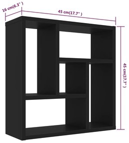 Ραφιέρα Τοίχου Μαύρη 45,1 x 16 x 45,1 εκ. από Επεξ. Ξύλο - Μαύρο