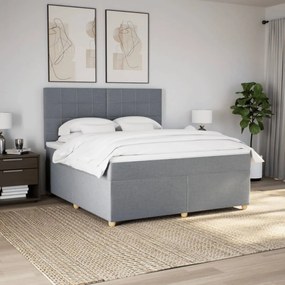 Κρεβάτι Boxspring με Στρώμα Ανοιχτό Γκρι 180x200 εκ. Υφασμάτινο - Γκρι