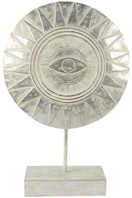 Διακοσμητικό Τοτέμ Nigeria 025585 26x8x40cm Antique White-Silver Πολυρεσίνη