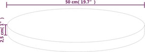 vidaXL Επιφάνεια Τραπεζιού Στρογγυλή Ø50x2,5 εκ. Μασίφ Ξύλο Δρυς