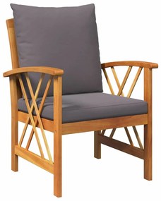 vidaXL Σετ Καναπέ Κήπου με μαξιλάρι 3 pcs Καφέ Μασίφ ξύλο ακακίας