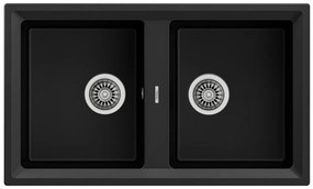 Teka Stone 90 C-TG 2C Black Carbon Ένθετος Γρανιτένιος Νεροχύτης 90cm