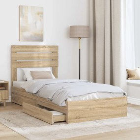 vidaXL Κρεβάτι Αποθήκης Δρύς Sonoma 75 x 190 cm Επεξεργασμένο ξύλο