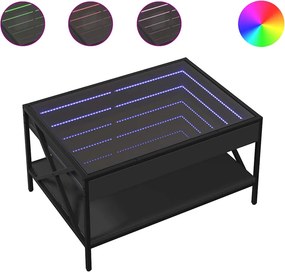 vidaXL Τραπεζάκι Σαλονιού Infinity LED Μαύρο 70x50x38 εκ.
