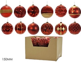 Χριστουγεννιάτικη Μπάλα Κόκκινο 150mm Σε 12 Σχέδια