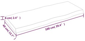 Επιφ Τραπεζιού Αν Καφέ 100x40x(2-6)εκ.Ακατέργ. Μασίφ Ξύλο Δρυός - Καφέ