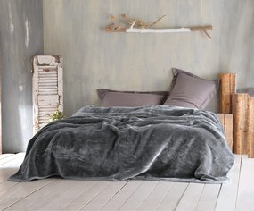 ΚΟΥΒΕΡΤΑ ΒΕΛΟΥΤΕ KING SIZE RYTHMOS VELOUR 240X260 ΓΚΡΙ ΣΚΟΥΡΟ