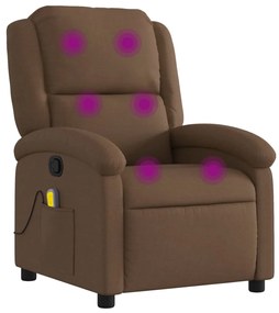 vidaXL Πολυθρόνα Μασάζ Ανακλινόμενη Καφέ Υφασμάτινη