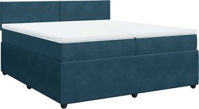 vidaXL Κρεβάτι Boxspring με Στρώμα Μπλε 200x200 εκ. Βελούδινο