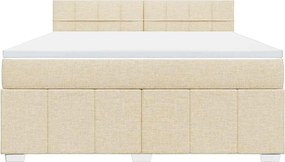 vidaXL Κρεβάτι Boxspring με Στρώμα Κρεμ 180x200 εκ. Υφασμάτινο