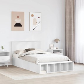 vidaXL Σκελετός Κρεβατιού Λευκό 135 x 190 cm Επεξεργασμένο ξύλο