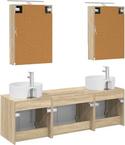 vidaXL Σετ Ντουλαπιών Μπάνιου 5 pcs Sonoma Δρυς Επεξεργασμένο Ξύλο