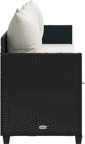 vidaXL Ξαπλώστρα Μαύρη από Συνθετικό Ρατάν με Μαξιλάρια