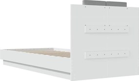 vidaXL Πλαίσιο Κρεβατιού με Κεφαλάρι Λευκό 90x200 εκ. Επεξεργ. Ξύλο