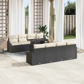 vidaXL Σετ Καναπέ Κήπου 7 pcs Μαύρο και κρεμ συνθετικό ρατάν