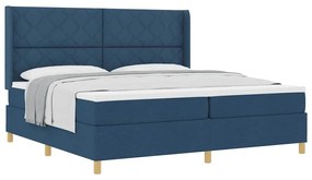 vidaXL Κρεβάτι με ελατήριο με στρώμα Μπλε 200 x 200 cm ύφασμα