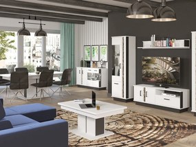Πολυμορφικό τραπέζι σαλονιού Orlando U108, Άσπρο, Μαύρο, 52x68x114cm, Πλαστικοποιημένη μοριοσανίδα, Γωνιακό | Epipla1.gr