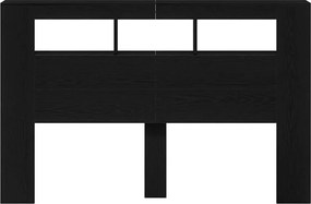 vidaXL LED κεφαλάρι με ράφι Μαύρη Οξυά 160 x 18,5 x 103,5 εκ