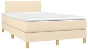 vidaXL Κρεβάτι Boxspring με Στρώμα Κρεμ 120x190 εκ. Υφασμάτινο