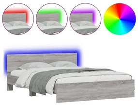 Πλαίσιο Κρεβατιού με Κεφαλάρι/LED Γκρι Sonoma 160x200 εκ. - Γκρι