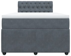 vidaXL Κρεβάτι Boxspring με Στρώμα Σκούρο Γκρι 120x190 εκ. Βελούδινο