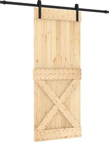 vidaXL Συρόμενη Πόρτα Φυσικό και Μαύρο 85 x 210 cm