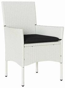 vidaXL Σέτ φαγητού για κήπο με μαξιλάρι 5 pcs Λευκό Πολυ ράταν