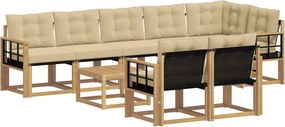 vidaXL Σειρά Καναπέ Εξωτερικού με μαξιλάρι 9 pcs Λευκό και Μπεζ
