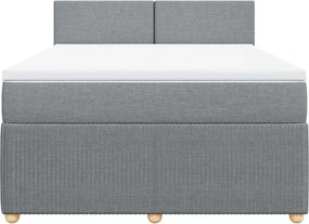 vidaXL Κρεβάτι Boxspring με Στρώμα Ανοιχτό Γκρι 140x200 εκ. Υφασμάτινο