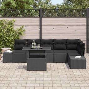 vidaXL Σετ Καναπέ Κήπου με μαξιλάρι 7 pcs Μαύρο 100 x 55 x 73 εκ