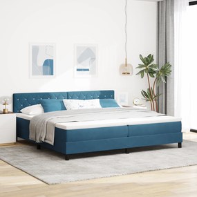 vidaXL Κρεβάτι με Στρώμα Σαλονιού Σκούρο Μπλε 200x200 εκ Βελούδο
