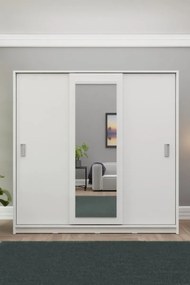 Stewehome Λευκή συρόμενη ντουλάπα μοντέρνου στιλ από μελαμίνη 160x55x18 cm