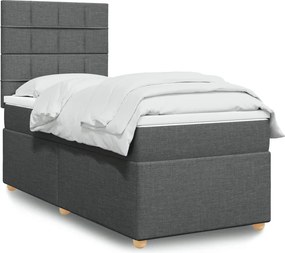 vidaXL Κρεβάτι Boxspring με Στρώμα Σκούρο Γκρι 100x200 εκ. Υφασμάτινο
