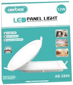 Προβολέας Aerbes Led Panel Light Τετράγωνο Σχήμα 12W AB-Z899
