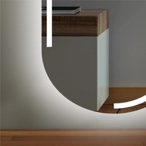 Stewehome Οβάλ Καθρέπτης LED Τοίχου με Κομψή Χάραξη 56x131 cm