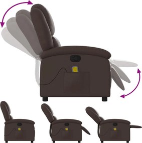 vidaXL Πολυθρόνα Μασάζ Ανακλινόμενη Καφέ από Συνθετικό Δέρμα