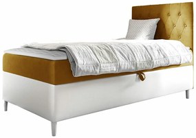 Κρεβάτι continental Baltimore 171, Μονόκλινο, Continental, Κίτρινο, 90x200, Οικολογικό δέρμα, Ταπισερί, Τάβλες για Κρεβάτι, 92x208x115cm, 65 kg