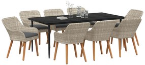 vidaXL Σετ τραπεζαρίας 9 pcs Ανοιχτό γκρι και Μαύρο Large