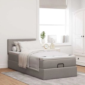 vidaXL Οθωμανικό κρεβάτι με στρώμα &amp; LEDs Taupe 80x200cm ύφασμα