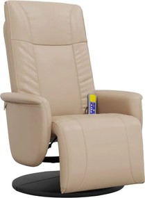 vidaXL Πολυθρόνα Μασάζ Ανακλινόμενη με Υποπόδιο Καπουτσίνο