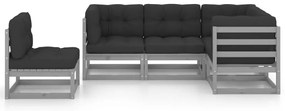 vidaXL Σαλόνι Κήπου Σετ 5 Τεμαχίων από Μασίφ Ξύλο Πεύκου με Μαξιλάρια