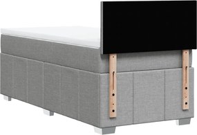 vidaXL Κρεβάτι Boxspring με Στρώμα Ανοιχτό Γκρι 90x200 εκ. Υφασμάτινο