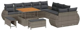 vidaXL Σετ Καναπέ Κήπου 13 pcs Γκρι συνθετικό ρατάν