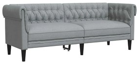 vidaXL Καναπές Chesterfield Ανοιχτό γκρι 201.5 x 74.5 x 74.5 εκατοστά